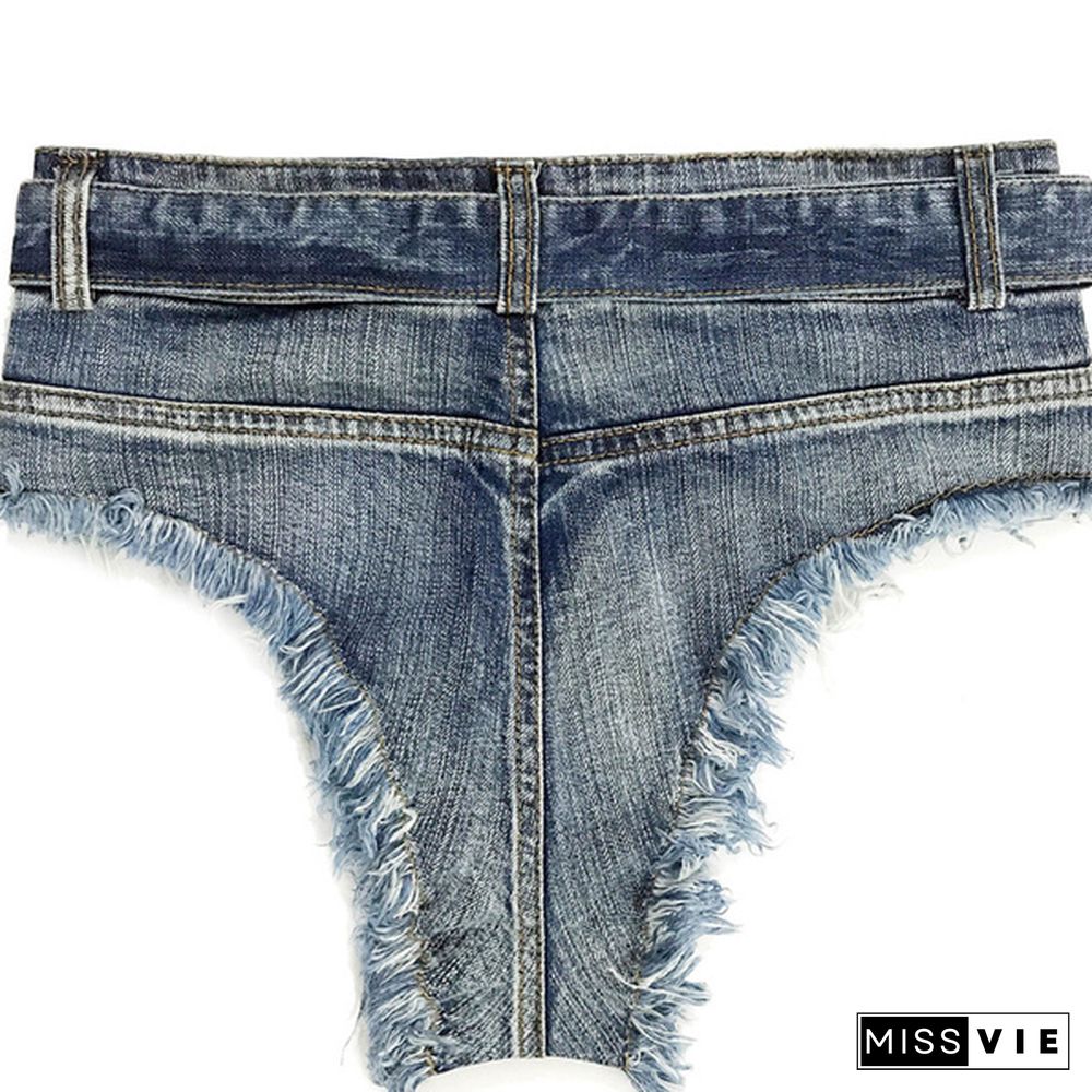 Women High Waist Blue Denim Shorts Hot Pants Worn Out Summer Cut Off Short Jeans