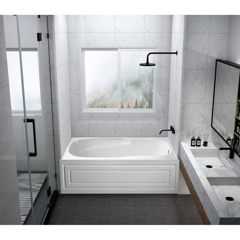 Kingston Brass Oriel 60 in. Acrylic Right Drain Rectangular Apron Front Bathtub in White HVTAM6031R21B