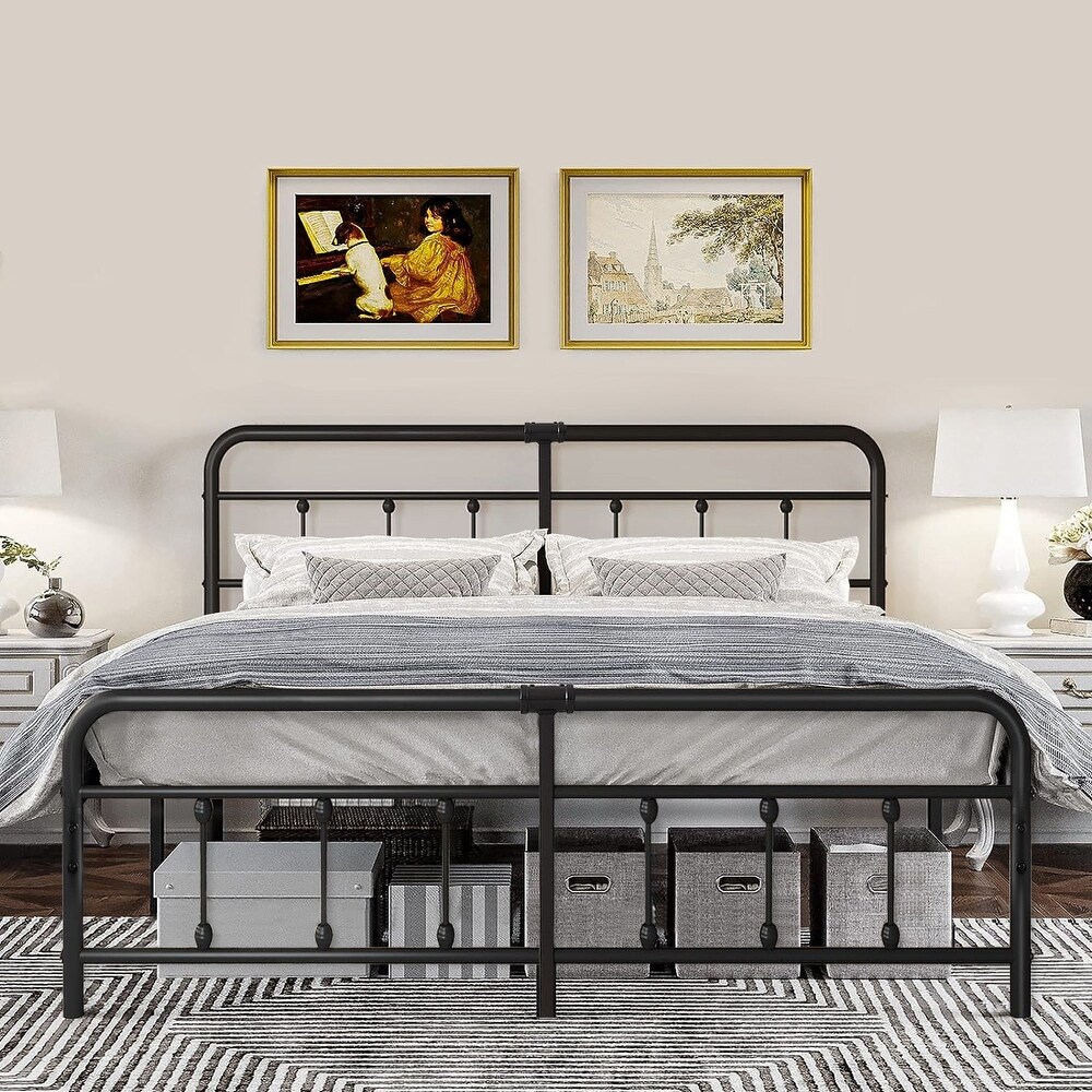 Javlergo Modern Platform Bed Frame Twin/Full/Queen/King Size Metal Bed with Headboard and Footboard