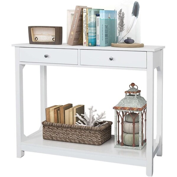 Console Table with 2 Drawers Entryway Couch Sofa Table with Storage Shelf Narrow Long Hallway Foyer Table for Living Room