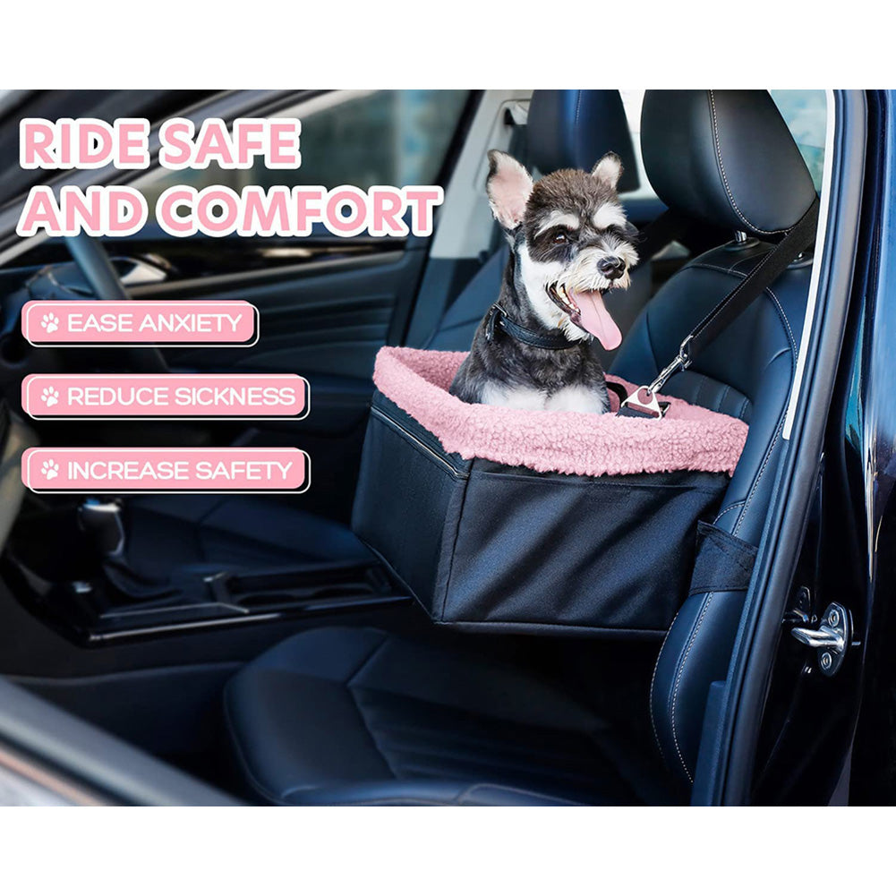 Puppy car seat upgrade luxury portable pet dog booster car seat with clip on safety harness for small pets under 26 lbs.