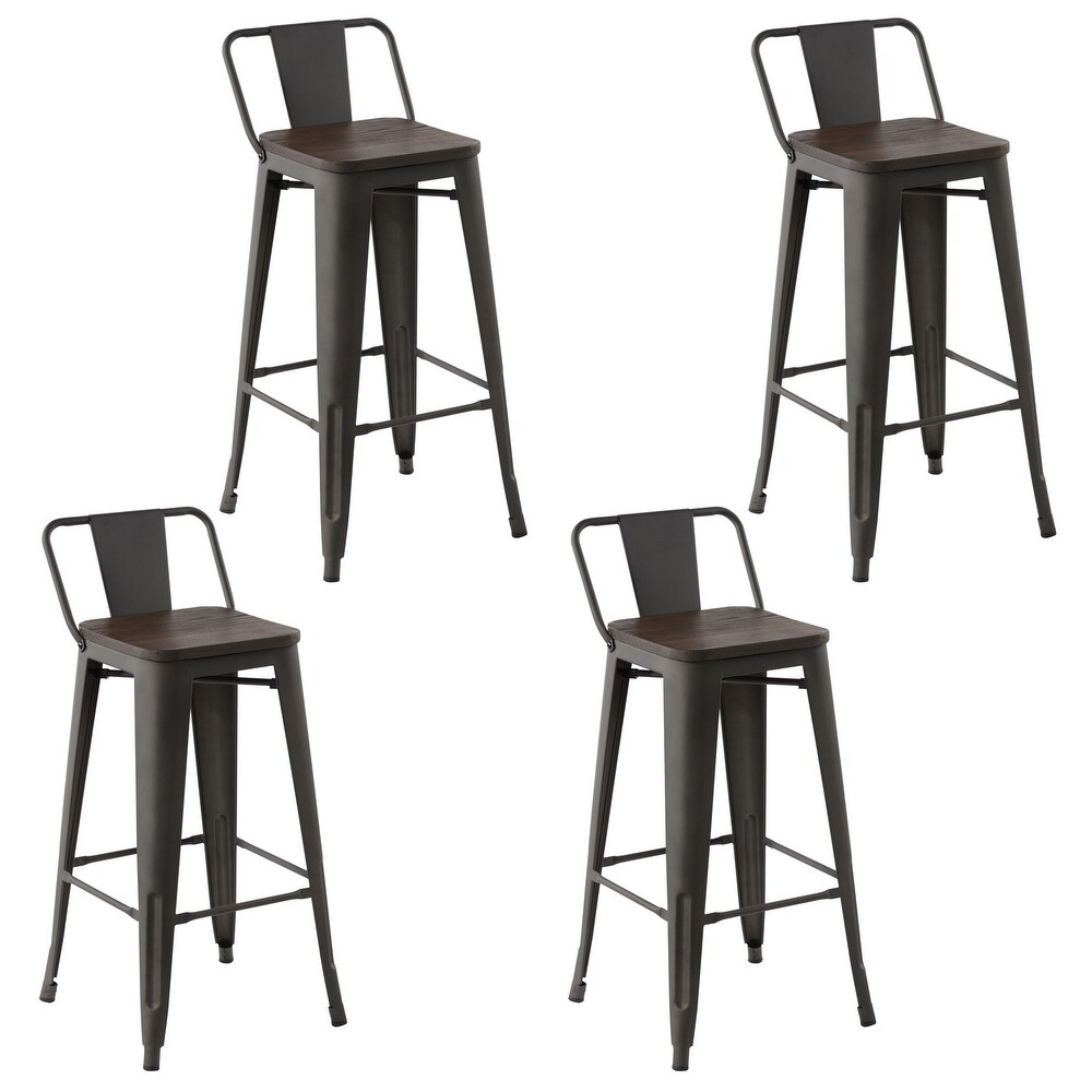 Homy Casa Stackable Metal Bar Stool Set of 2 or 4