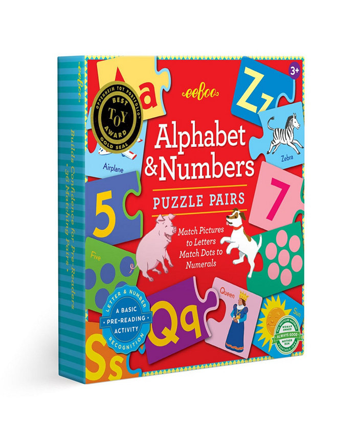 Eeboo Alphabet Numbers 72-Piece Puzzle Pairs Set