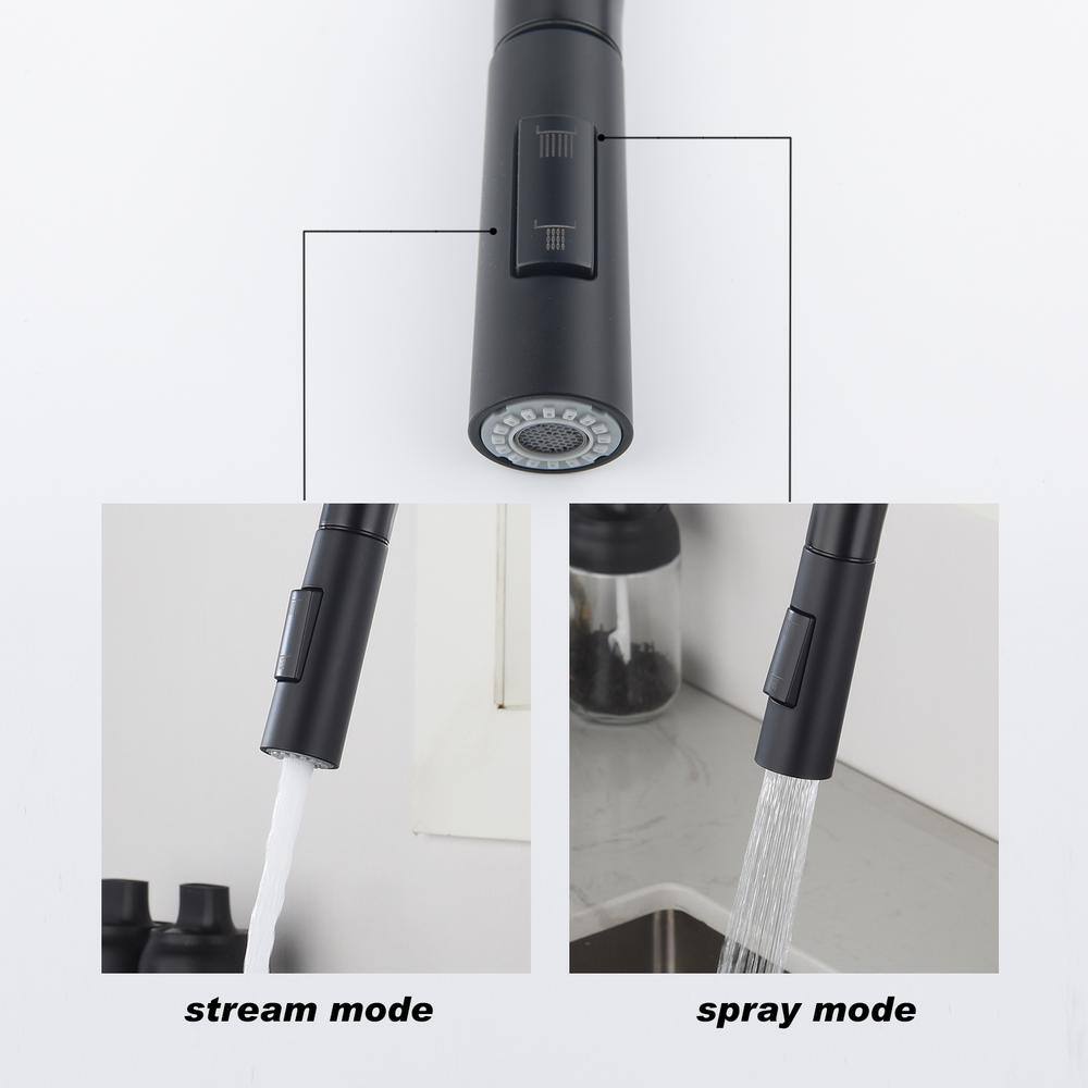 Toject Ballard Touch Single-Handle Pull-Down Sprayer Kitchen Faucet with Dual Function Sprayhead in Matte Black BST001MB