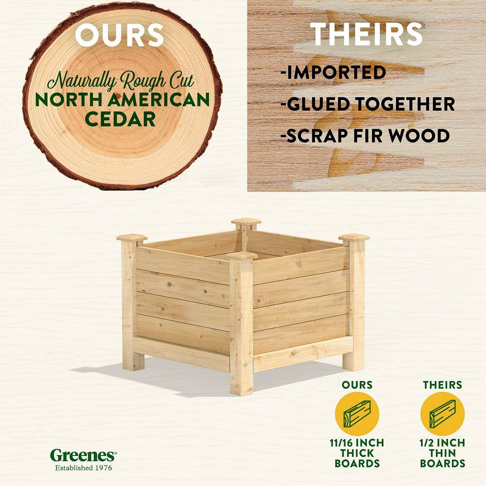 Greenes Fence 24 in. L x 24 in. W x 21 in. H Original Cedar Elevated Planter RCEV242421