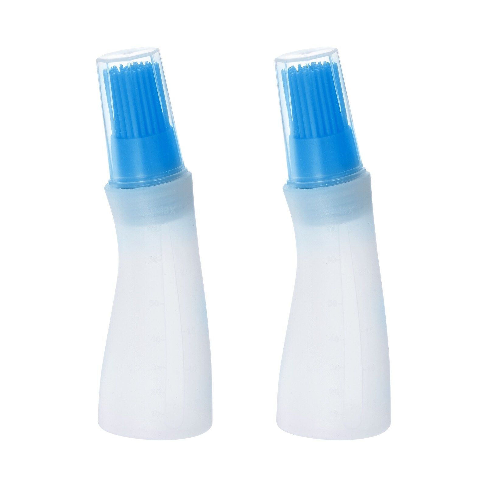 2pcs Silicone Oil Bottle Brush with Cap for Barbecue Cooking Baking， Blue