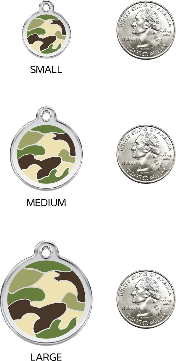 Red Dingo Camouflage Stainless Steel Personalized Dog and Cat ID Tag