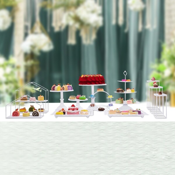 12 Pcs White Cake Display Table Tiered Cake Stand Plate