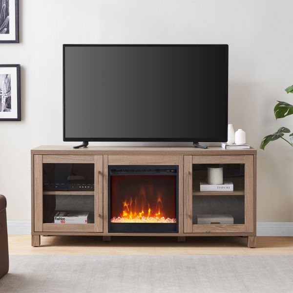 Quincy Rectangular TV Stand with Crystal Fireplace for TV's up to 65