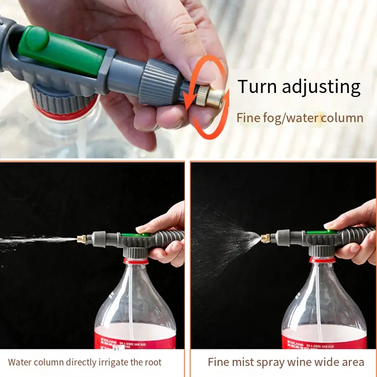 Drink Bottle Spray Head Nozzle Manual High Pressure Air Pump Sprayer Adjustable Garden Watering Tool Sprayer Agriculture Tools