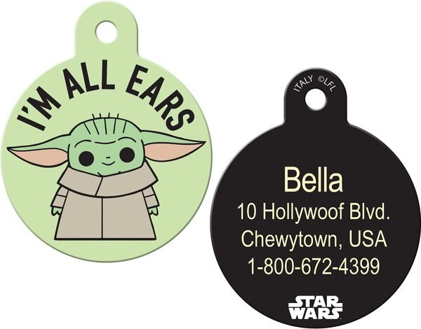 Quick-Tag Star Wars The Mandalorian's The Child Baby Yoda All Ears Circle Personalized Dog and Cat ID Tag