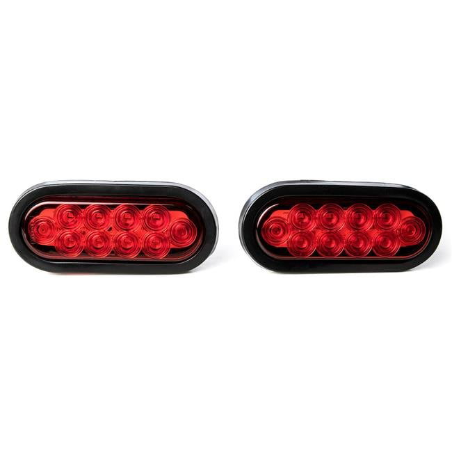 Kapsco Moto TRL-N10 12V LED Oval Trailer Light Low Profile Kit Tail Stop Turn Running Lights for Boat Trailer Truck Marineand#44; Red