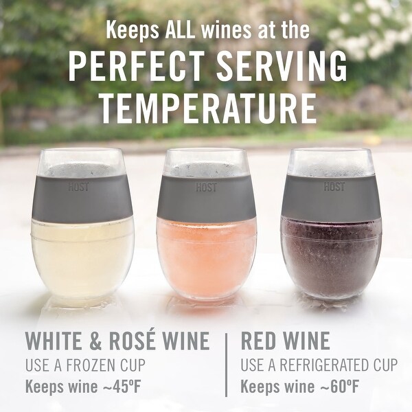 Wine FREEZE Cooling Cup in Coral (1 pack) by HOST - Pink - 4.75