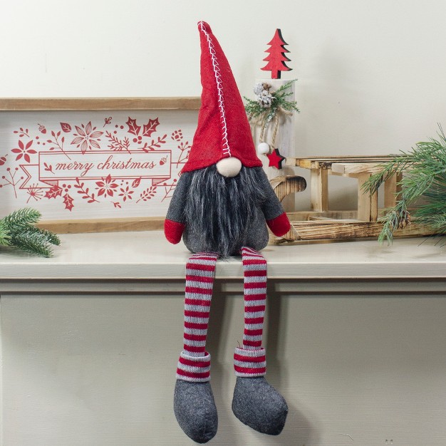 Red And Gray Sitting Christmas Gnome Decoration