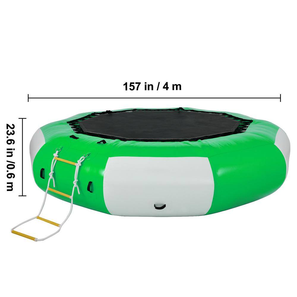 VEVOR Water Trampoline 13 ft. Inflatable Water Bouncer with One 4-Step Ladder Lake Trampoline for Water Sports Green SSBC13FTGWDFT0001V0