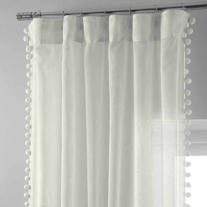 EFF Borla Patterned Faux Linen Sheer Window Curtain Panel