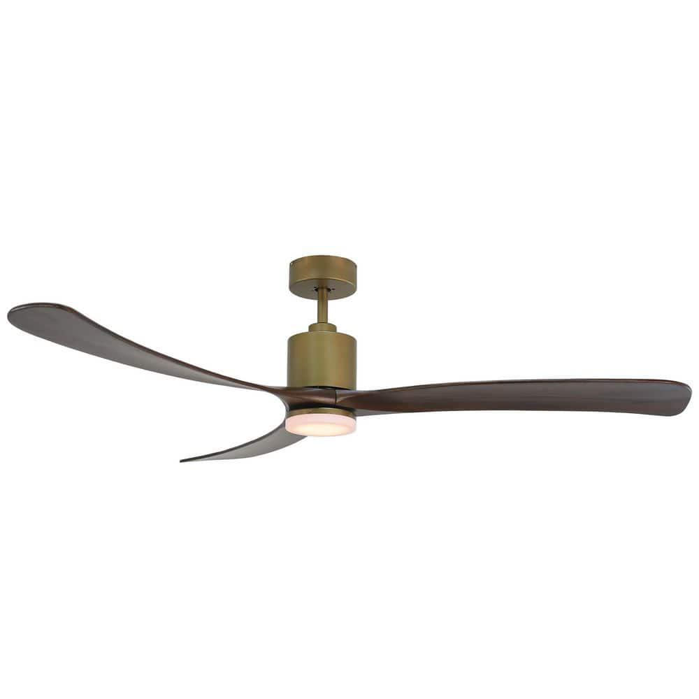 FORNO VOCE Curva 72 in Antique Gold Body and Black Walnut Wood Blade Voice Activated Smart Ceiling Fan