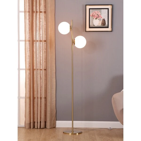 Brightech Sphere 2 LED Floor Lamp - Brass