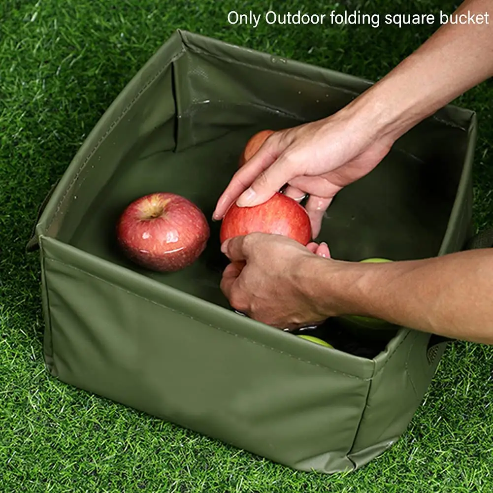 NPOT Hiking Water Container with Handle 13L Foldable Outdoor Camping Sink Collapsible Square Pack Sink Dish Wash Basin