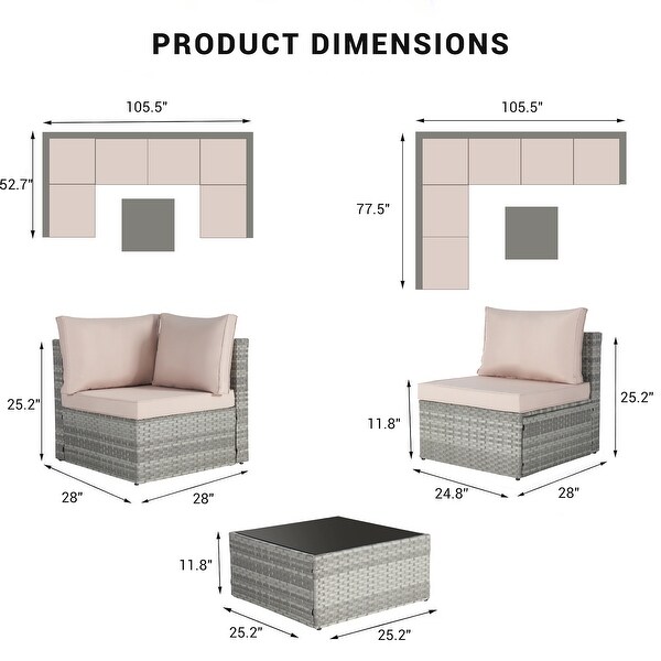 Outdoor Rattan 7 Pieces Furniture Sofa And Table Set