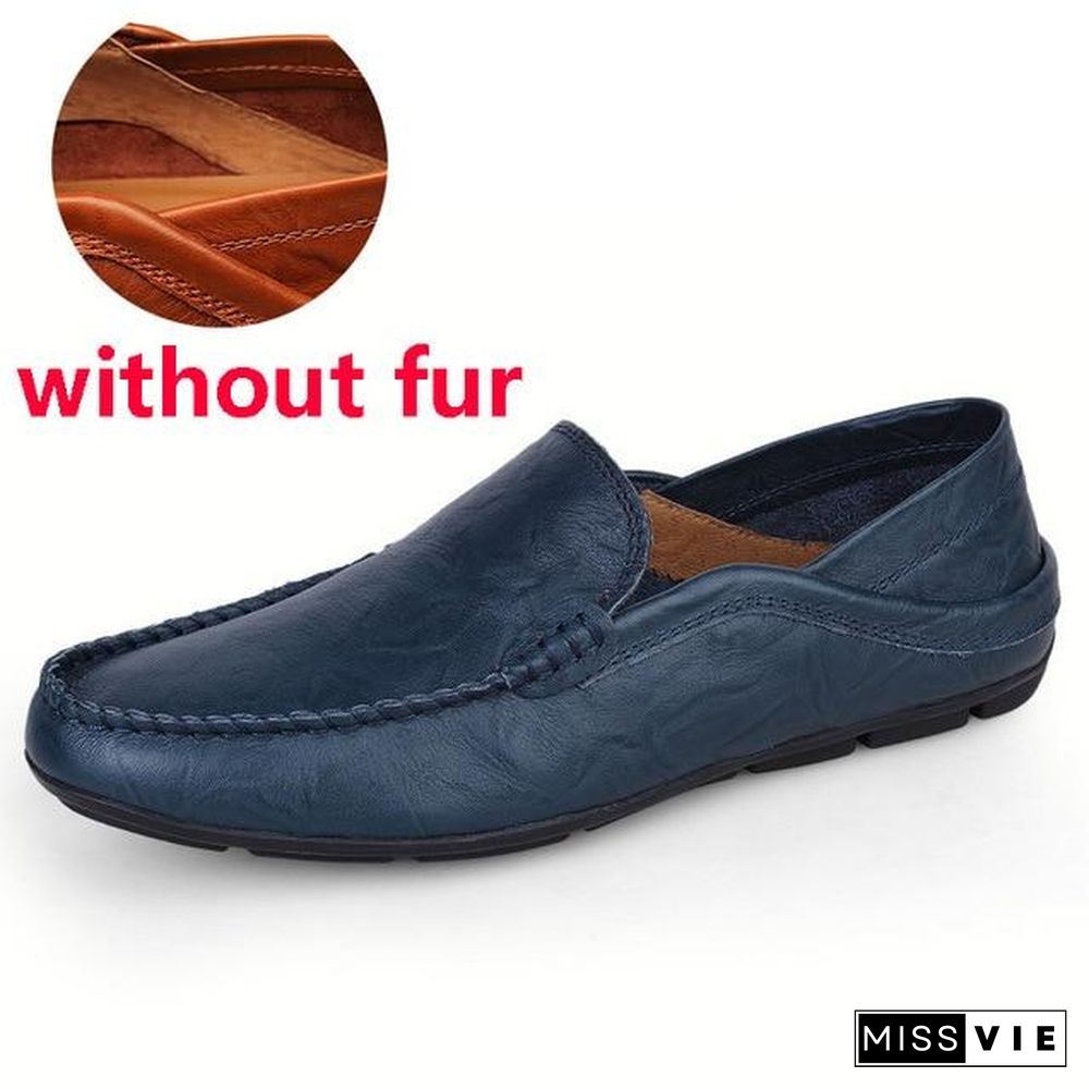 slip on casual men loafers mens moccasins shoes genuine leather men's flats shoes