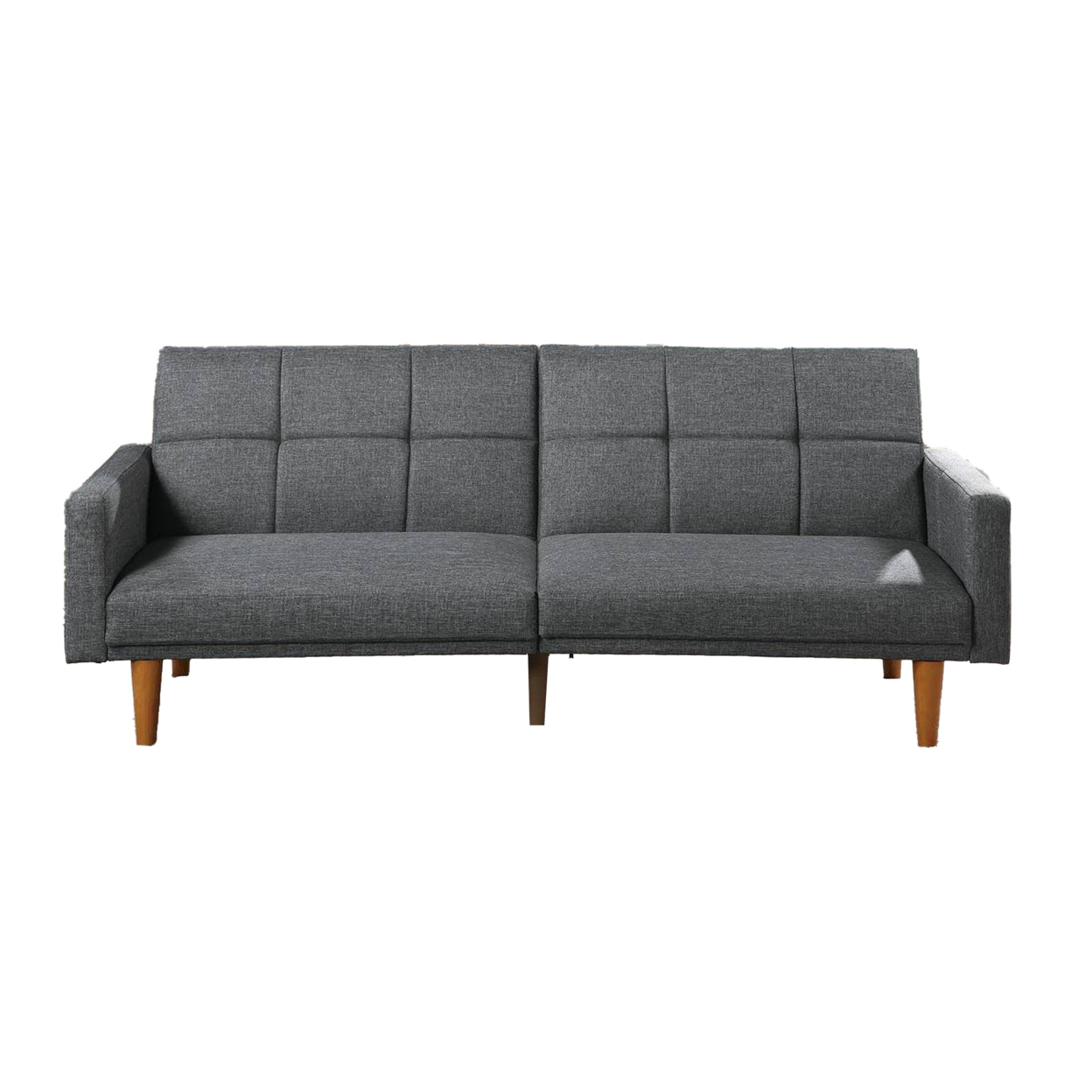 Fabric Adjustable Sofa with Square Tufted Back, Light Gray- Saltoro Sherpi