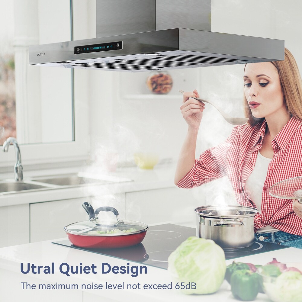 IKTCH 30 inch Vent Island Mount Range Hood  900 CFM Powerful and Stylish Kitchen Ventilation   30''