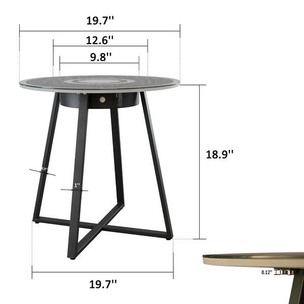 Modern Side Magic Table with Bluetooth Speaker USB and LED Lights