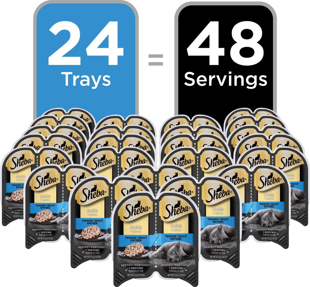 Sheba Perfect Portions Grain-Free Tender Trout Cuts in Gravy Entree Cat Food Trays