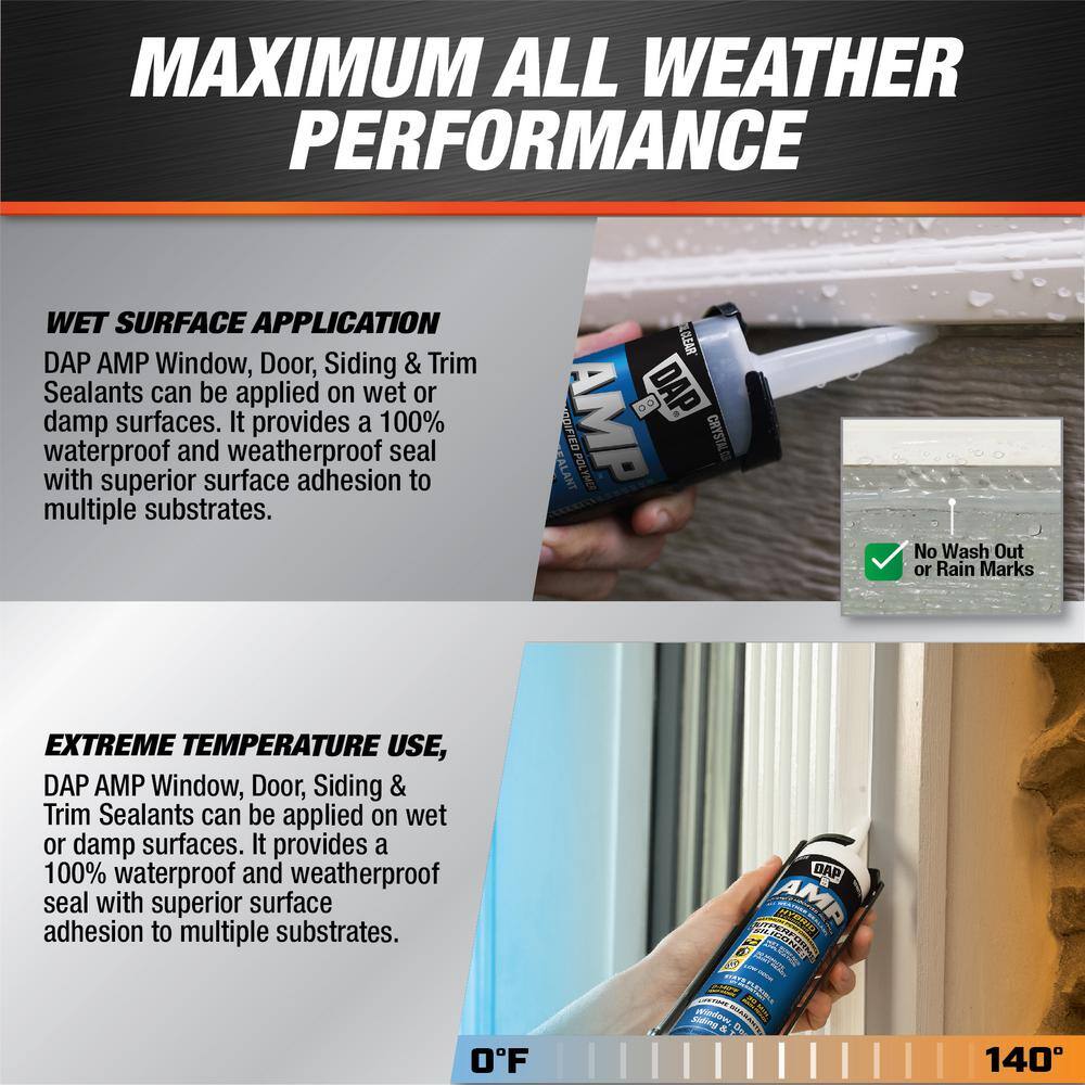 DAP AMP Advanced Modified Polymer 9 oz. Crystal Clear All Weather Window Door and Siding Sealant 00761