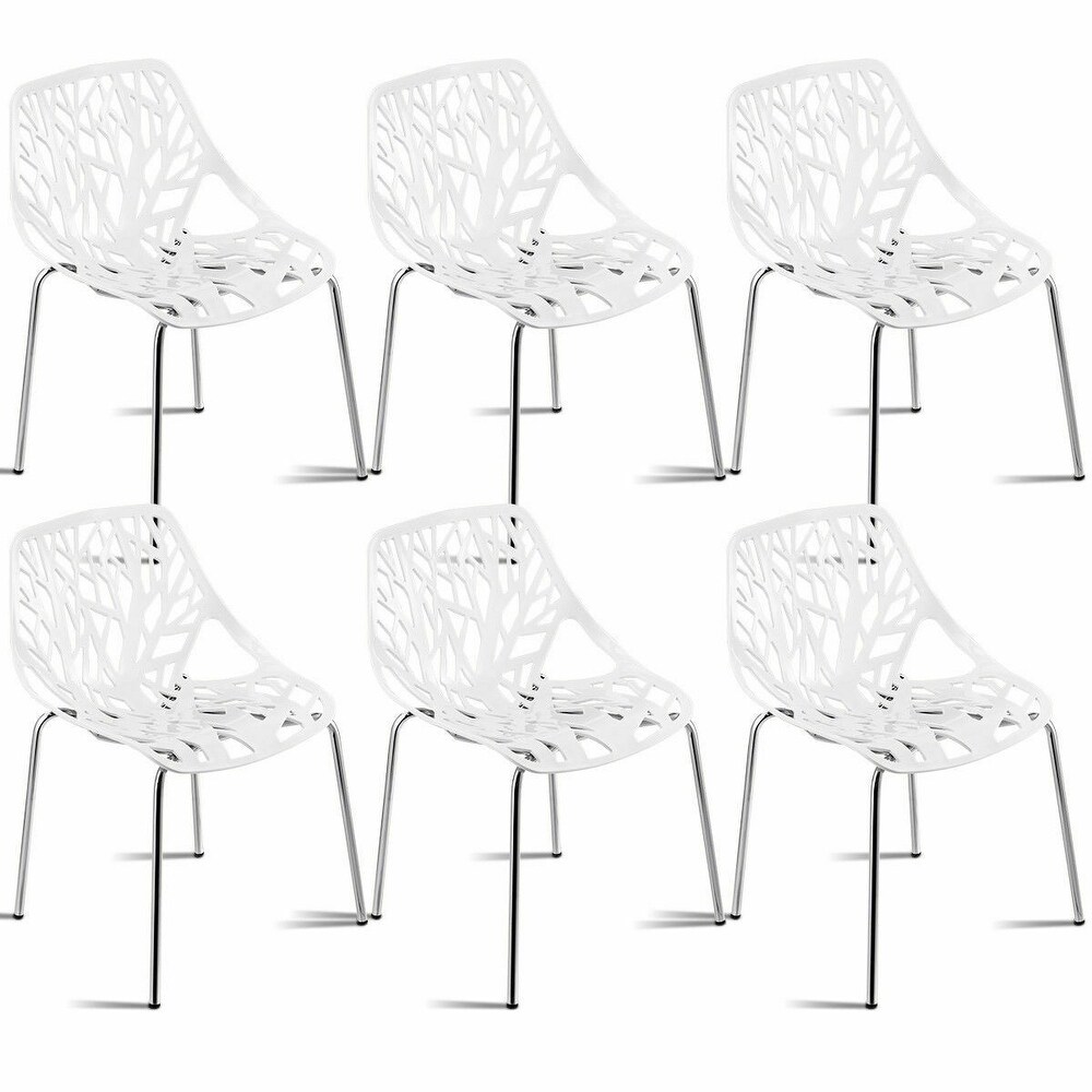 Costway Set Of 6 Birch Sapling Plastic Dining Side Chairs Stackable