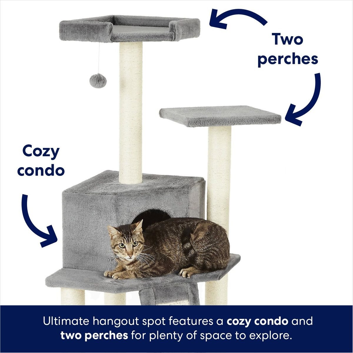 Frisco 52-in Faux Fur Cat Tree and Condo