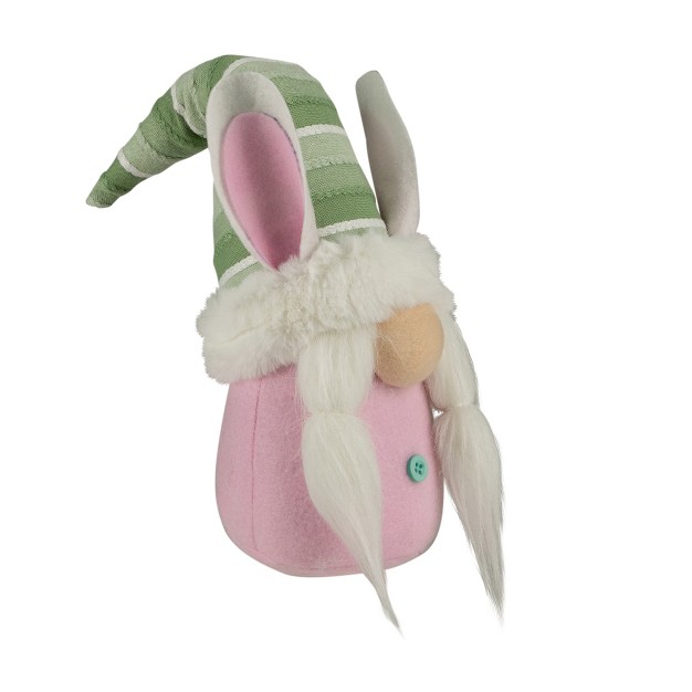 Pink And Green Gnome Girl With Bunny Ears Easter Figure