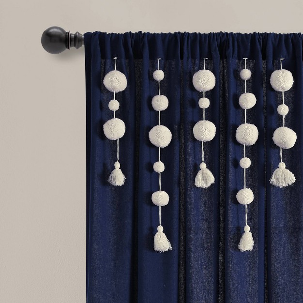 Pom pom Tassel Linen Light Filtering Window Curtain Panel Lush D cor