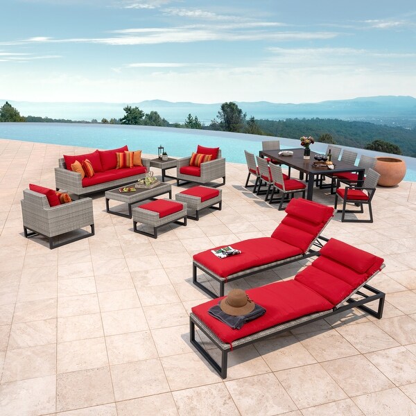 Milo Grey 18 Piece Sunbrella Outdoor Patio Estate Set