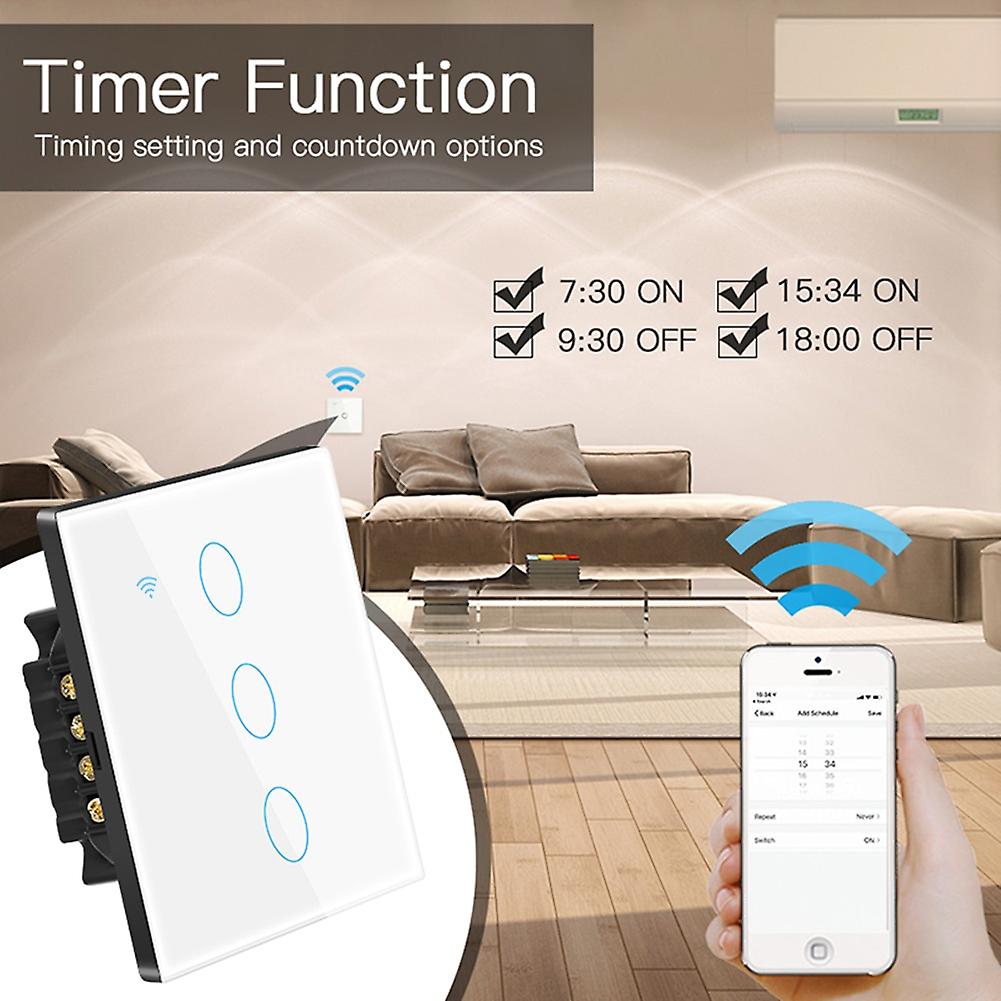 Tuya Wifi Smart Light Switch Touch Us Eu Glass Touch Panel Smart Life App Control