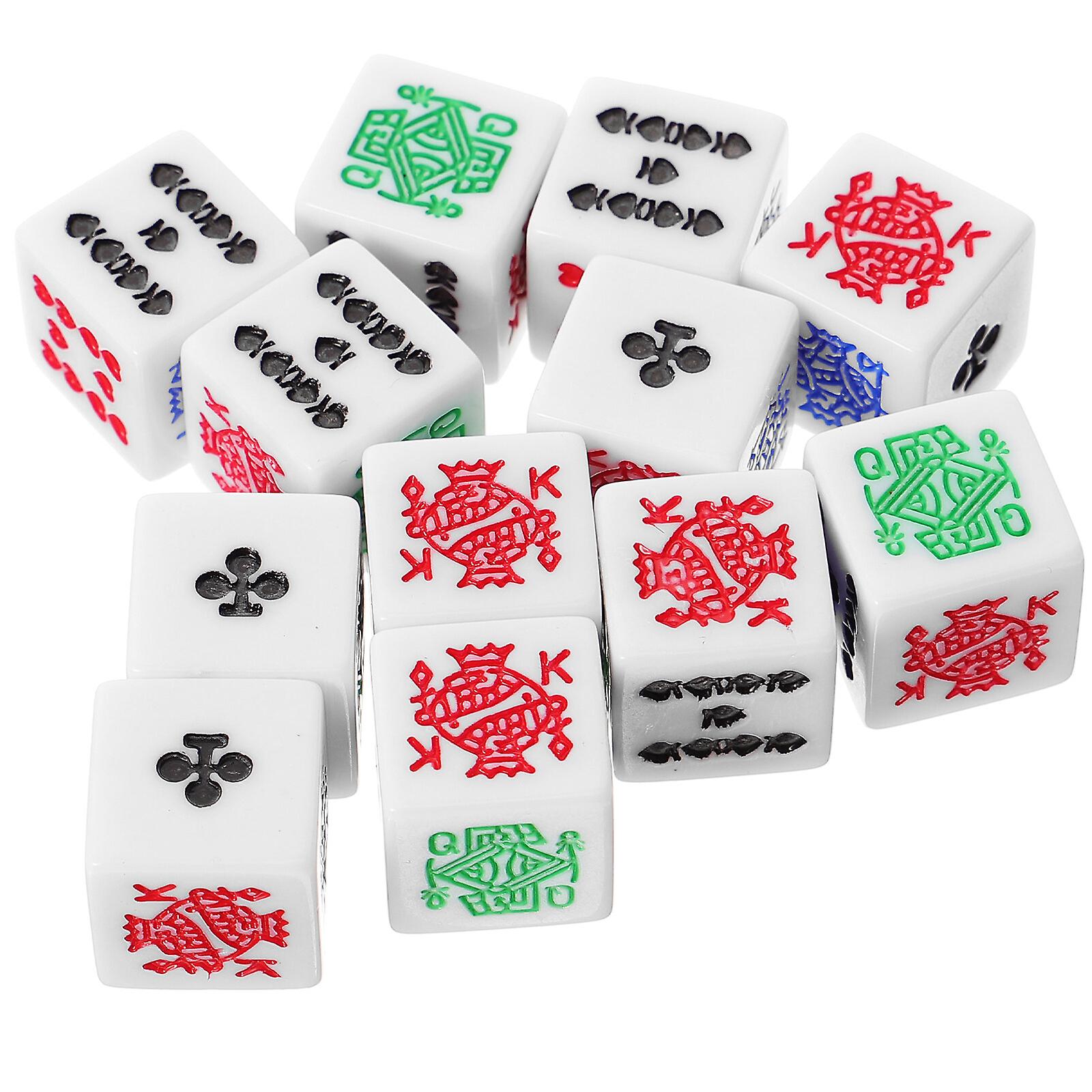 12pcs Poker Dices Ktv Pub Dice Prop Funny Game Dices 6-sided Poker Dices