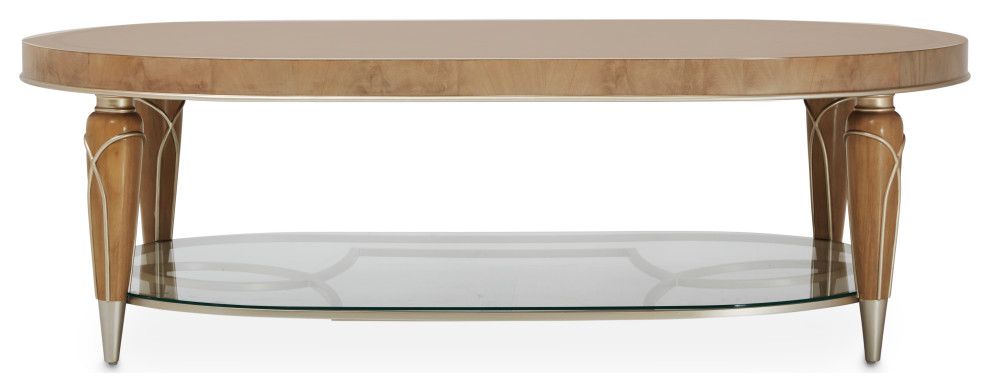 Villa Cherie Oval Cocktail Table   Caramel   Midcentury   Coffee Tables   by Michael Amini  Houzz