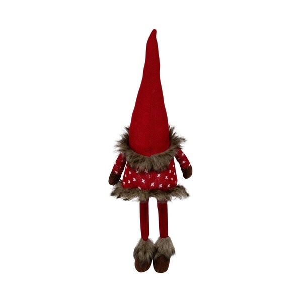 Sitting Plush Gnome with Dangling Legs Christmas Figure