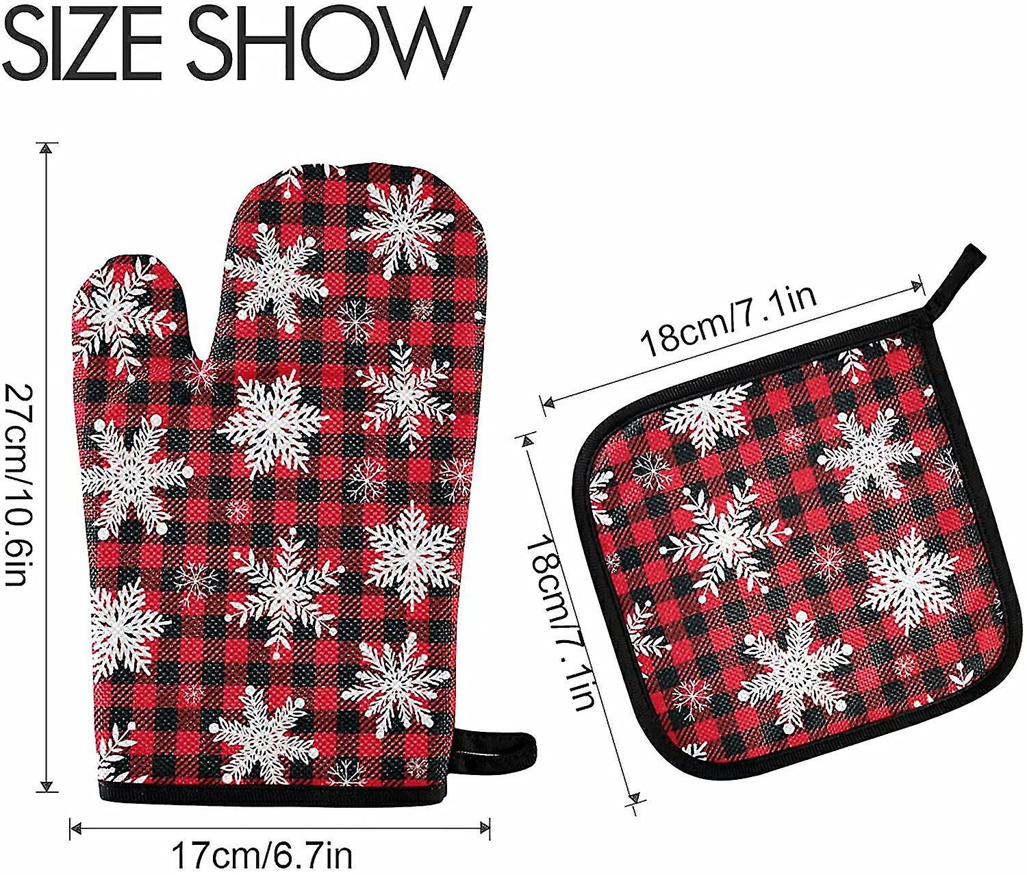 Oven Gloves And Pot Holder Set Heat Resistant Non-slip Winter Oven Gloves Heat Insulation