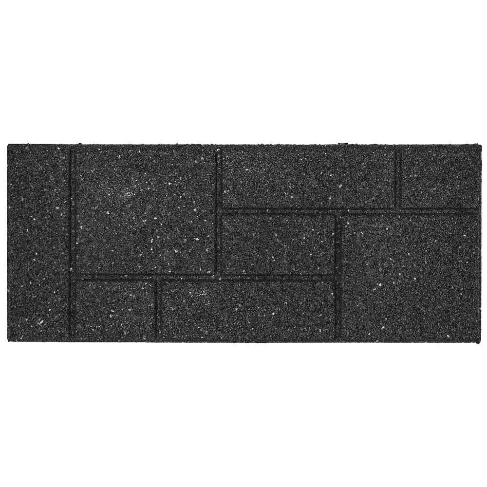 Multy Home Envirotile 10 in. x 24 in. Rectangle Black Cobblestone Rubber Stair Tread MT5001764