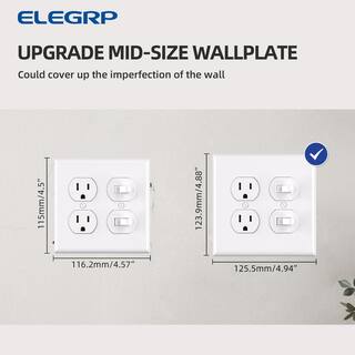 ELEGRP 2 Gang Midsize Duplex Outlet Wall Plate White (10-Pack) 3022M-WH10