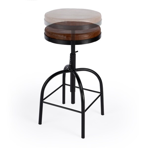 Clyde Black Leather Adjustable Bar Stool