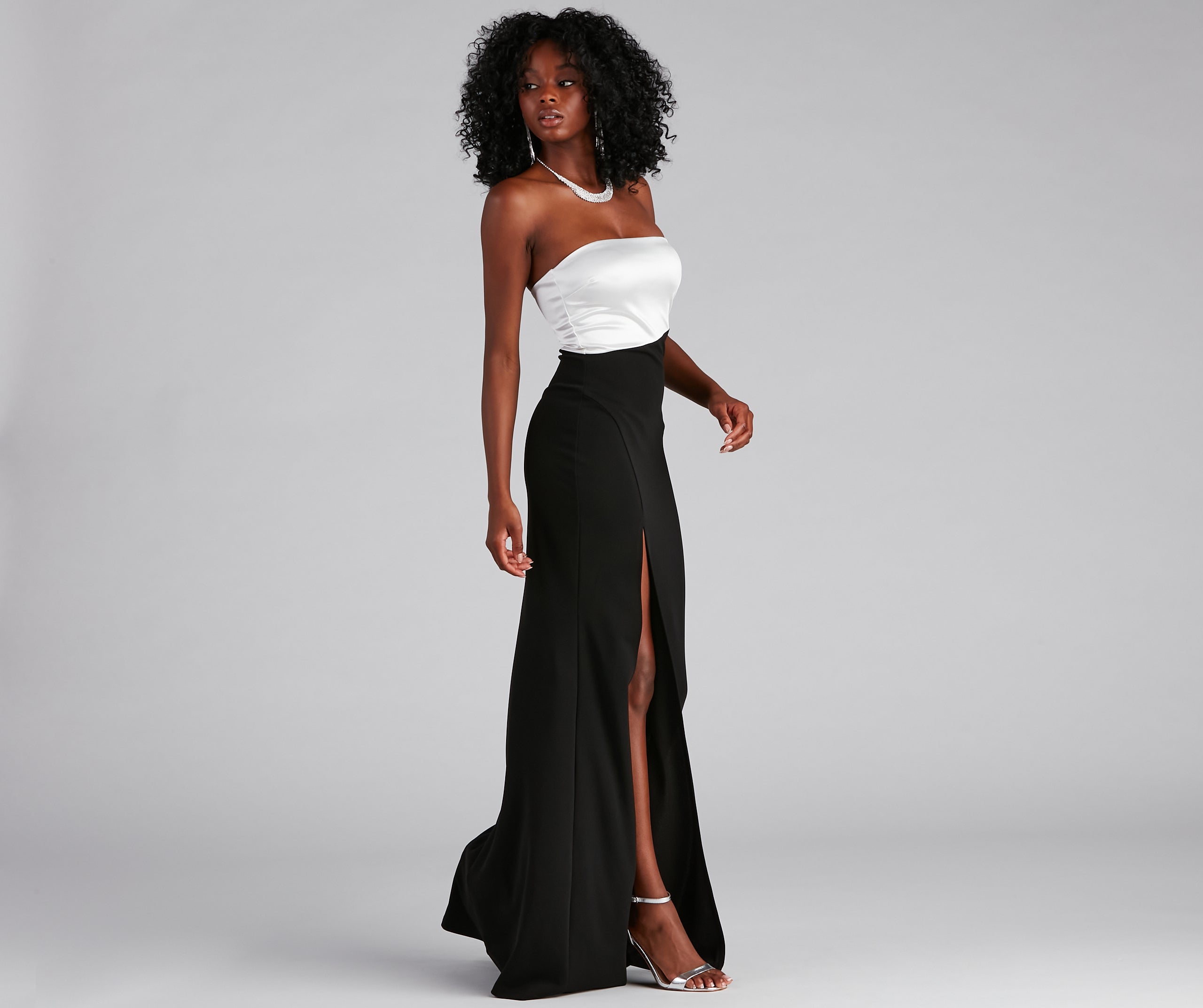 Vanessa Strapless Satin Crepe Formal Dress