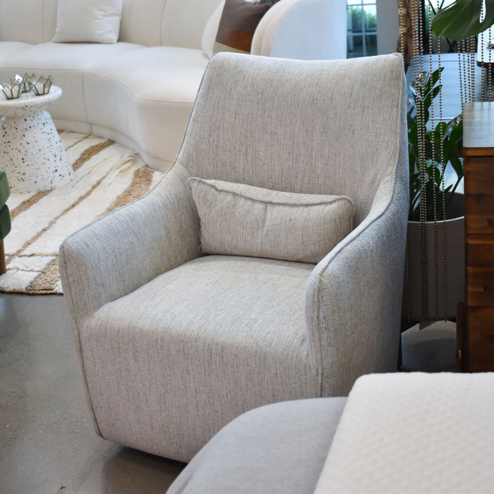 Kenneth Swivel Chair  Woven Linen   Transitional   Armchairs And Accent Chairs   by LH Imports  Houzz