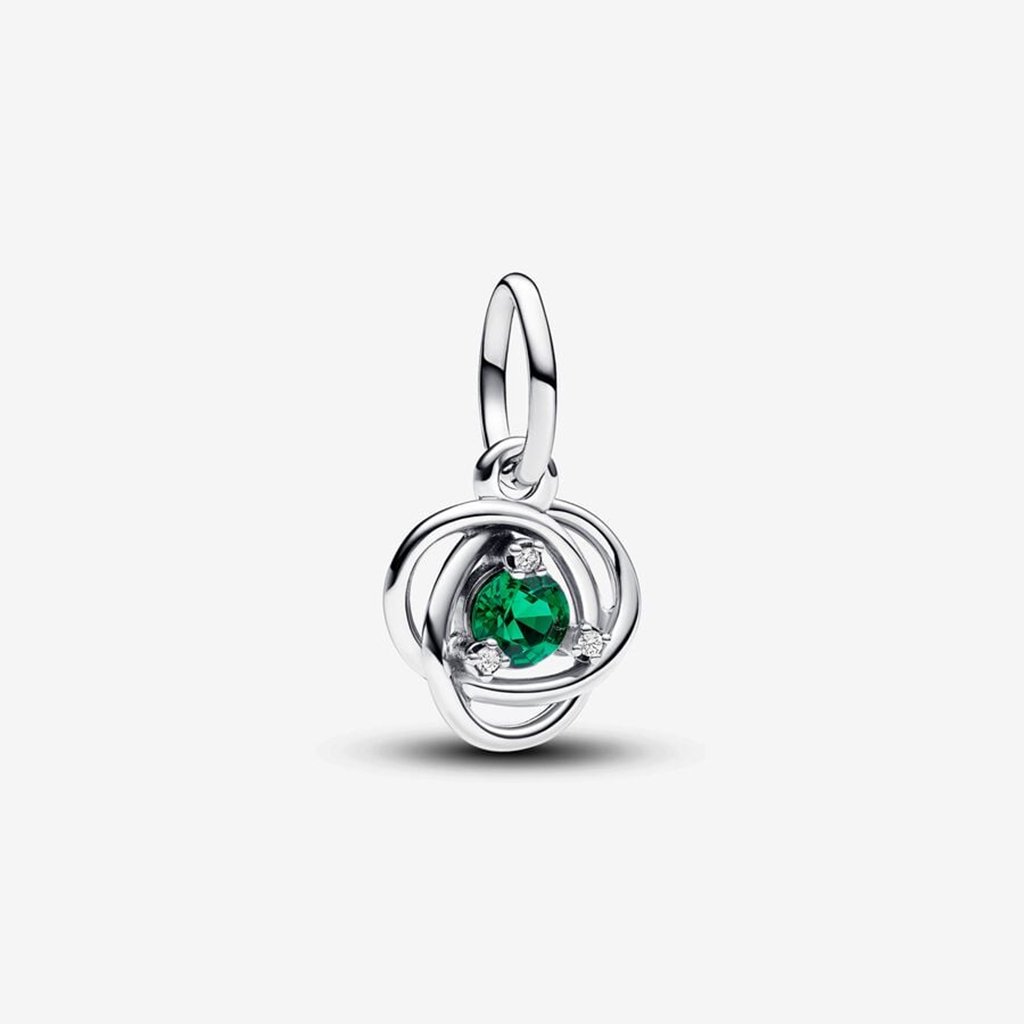 PANDORA  May Royal Green Eternity Circle Dangle Charm - Sterling Silver