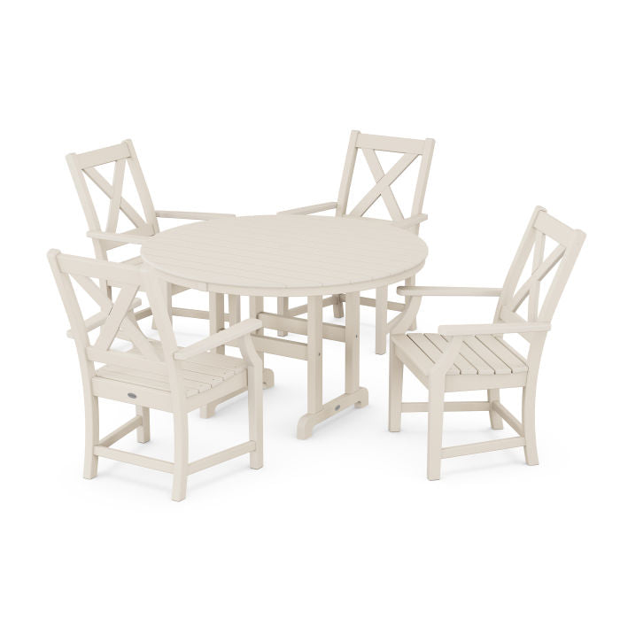 Polywood Braxton 5-Piece Round Farmhouse Dining Set PWS1354-1