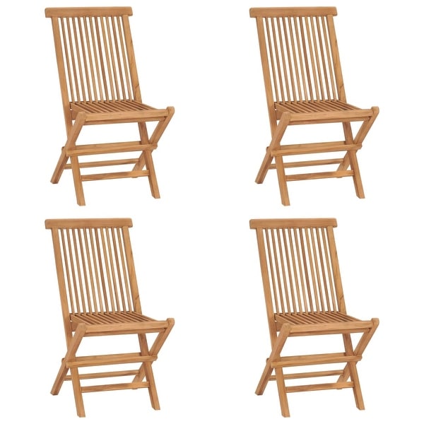 vidaXL Patio Folding Chairs Camping Garden Chair with Backrest Solid Wood Teak