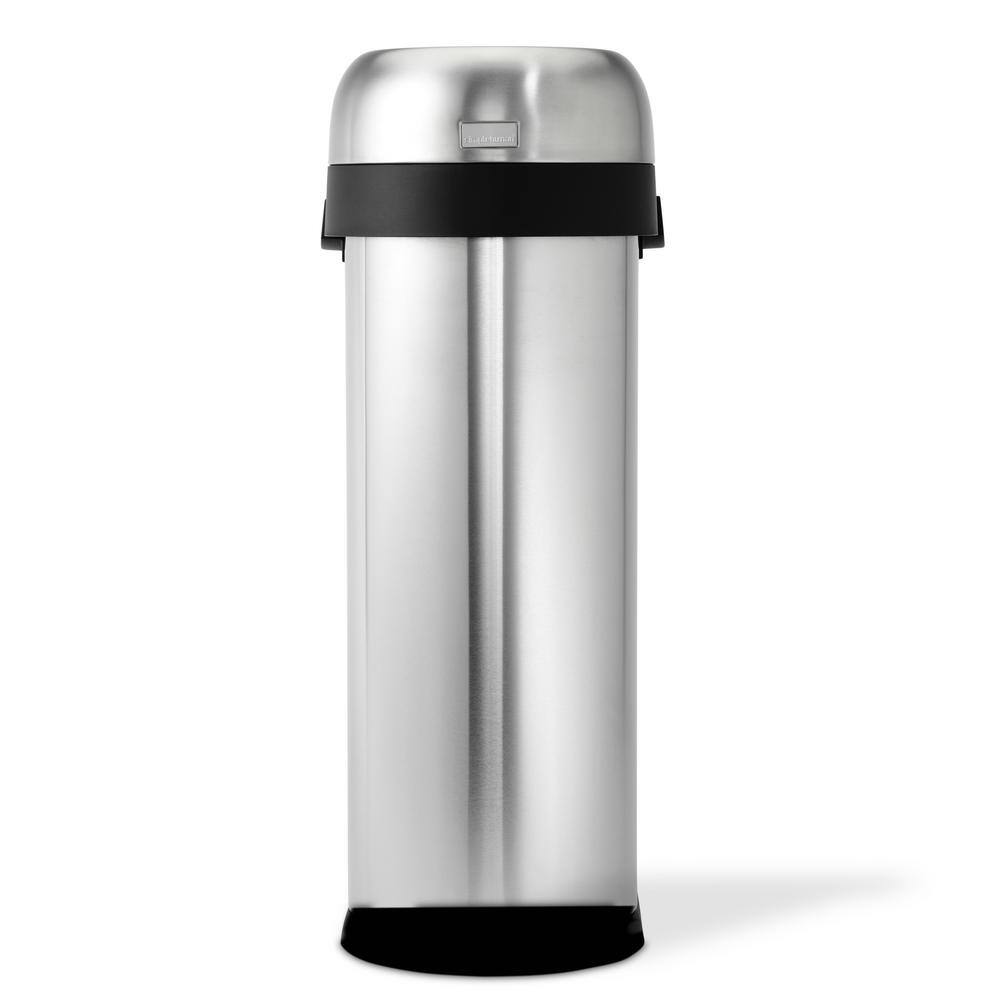 simplehuman 50-Liter13 Gal. Heavy-Gauge Brushed Stainless Steel Slim Open Top Commercial Trash Can CW1467