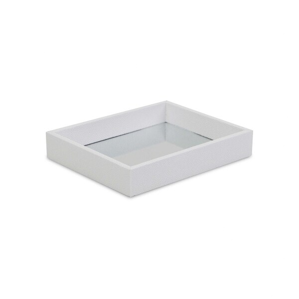 White Shagreen Mirrored Tray - 18 W x 14 D x 7 H